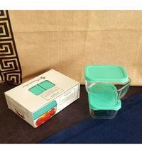 Paşabahçe 53733 4'lü Yeşil Kapaklı Cam Saklama Kabı 2x420 ml