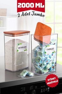 Nandy Home 4'lü Plastik-Ahşap Saklama Kabı 2x2 lt