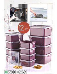 Nandy Home 24'lü Plastik Saklama Kabı Bordo