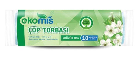 Ekomis Doğa Dostu Çiçek Kokulu Büyük Boy 65x80 cm Çöp Poşeti 10 Adet Mavi