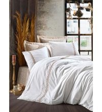 Cotton Box Pamuk Dört Mevsim 200 x 220 cm Çift Kişilik Çarşaflı Nakışlı Nevresim Takımı Bej