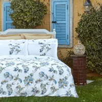 Karaca Home Dört Mevsim 200 x 220 cm Çift Kişilik Çarşaflı Desenli Nevresim Takımı Mavi-Yeşil