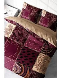 Monohome Pamuk Saten Dört Mevsim 200 x 220 cm Çift Kişilik Çarşaflı Desenli Nevresim Takımı Bordo