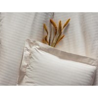 Cotton Box Pamuk Saten Dört Mevsim 200 x 220 cm Çift Kişilik Çarşaflı Çizgili Nevresim Takımı Krem