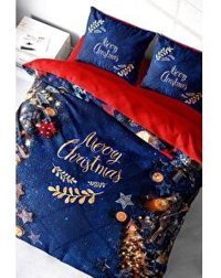Monohome Pamuk Saten Dört Mevsim 200 x 220 cm Çift Kişilik Çarşaflı Desenli Nevresim Takımı Kırmızı-Lacivert
