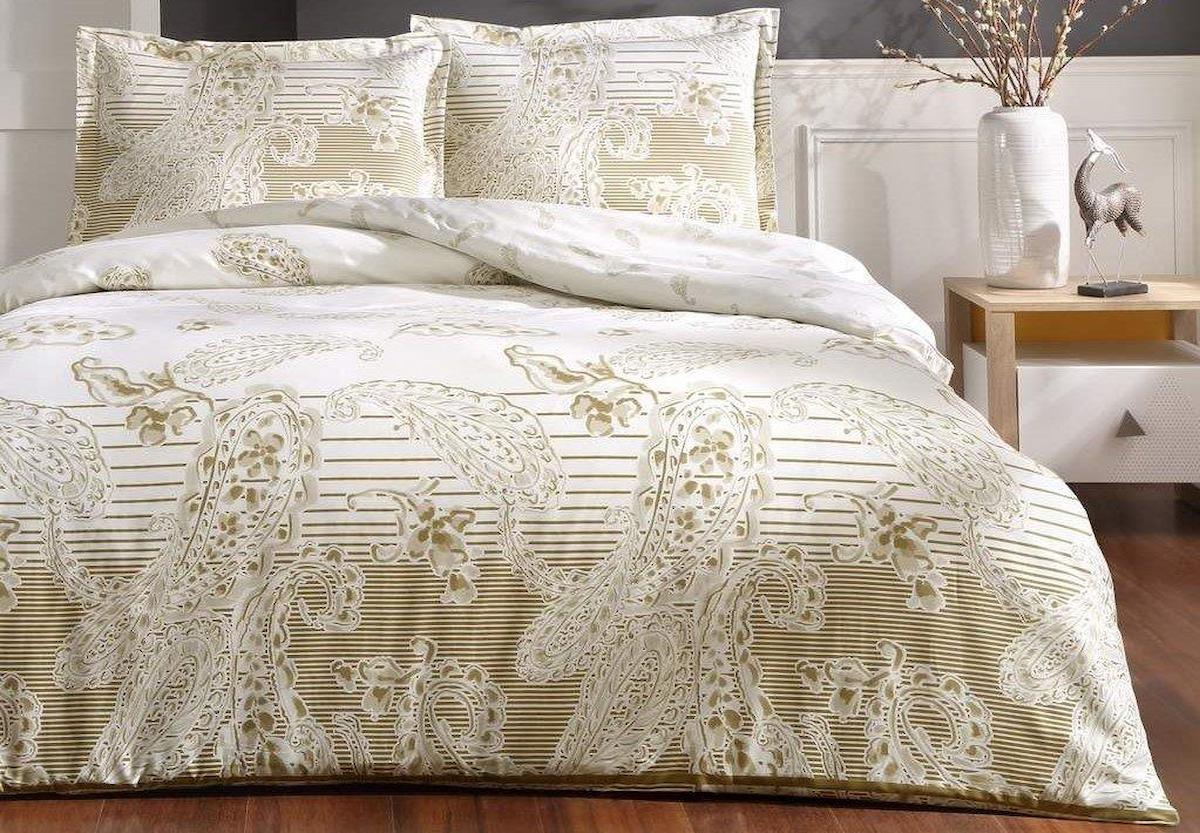 Taç Pamuk Saten Dört Mevsim 200 x 220 cm Çift Kişilik Çarşaflı Desenli Nevresim Takımı Bej