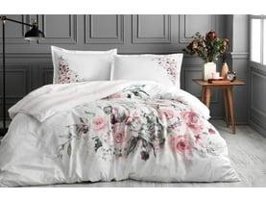 Özdilek Pamuk Dört Mevsim 200 x 220 cm Çift Kişilik Çarşaflı Desenli Nevresim Takımı Beyaz-Pembe
