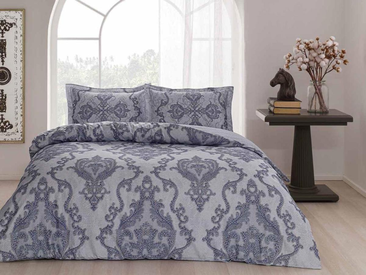 Taç Pamuk Saten Dört Mevsim 200 x 220 cm Çift Kişilik Çarşaflı Desenli Nevresim Takımı Mor