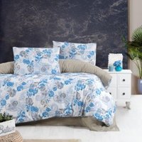 Aryıldız Saten Dört Mevsim 200 x 220 cm Çarşaflı Desenli Yok Nevresim Takımı Dört Mevsim Aryıldız Home Exclusive Saten Nevresim Çift Kişilik Camilla 200 x 220 cm Çarşaflı Desenli Nevresim Takımı Mavi-Gri