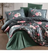 Clasy Pamuk Dört Mevsim 200 x 220 cm Çift Kişilik Çarşaflı Desenli Nevresim Takımı Kırmızı-Siyah