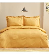 Karaca Home Pamuk Dört Mevsim 200 x 220 cm Çift Kişilik Çarşaflı Çizgili Nevresim Takımı Hardal