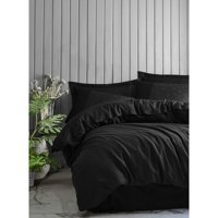 Cotton Box Pamuk Saten Dört Mevsim 200 x 220 cm Çift Kişilik Çarşaflı Jakarlı Nevresim Takımı Siyah