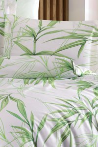 Varol Bambu Dört Mevsim 200 x 220 cm Çift Kişilik Çarşaflı Desenli Nevresim Takımı Yeşil