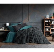 Cotton Box Pamuk Dört Mevsim 200 x 220 cm Çift Kişilik Çarşaflı Desenli Nevresim Takımı Siyah-Yeşil