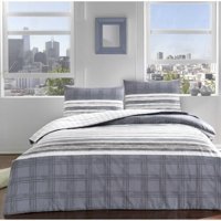 Taç Pamuk Dört Mevsim 200 x 220 cm Çift Kişilik Çarşaflı Desenli Nevresim Takımı Lacivert