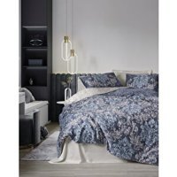 Cotton Box Pamuk Saten Dört Mevsim 200 x 220 cm Çift Kişilik Çarşaflı Desenli Nevresim Takımı Mavi-Gri