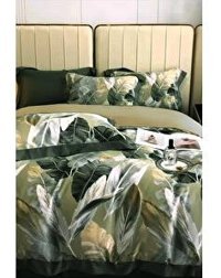 Monohome Pamuk Saten Dört Mevsim 200 x 220 cm Çift Kişilik Çarşafsız Desenli Nevresim Takımı Yeşil