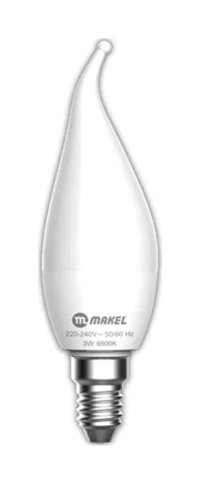 Makel 6500 K 3 W Tasarruflu Beyaz E14 Mum LED Ampul