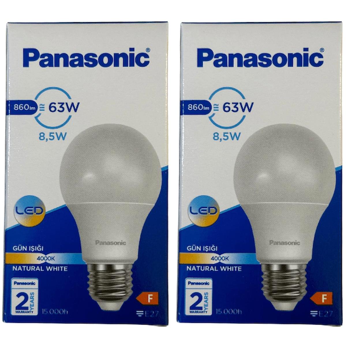Panasonic 4000 K 2'li 8.5 W Gün Işığı E27 Armut LED Ampul