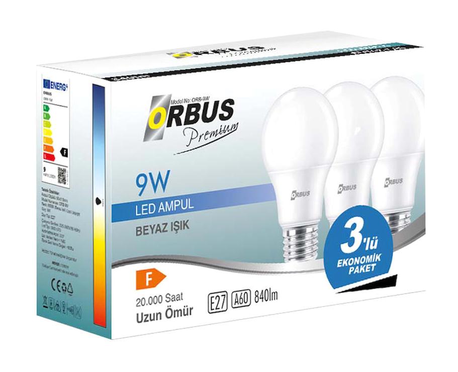 Orbus Premium 9 W Tasarruflu Beyaz E27 Armut LED Ampul