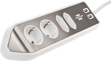 Brennenstuhl Estilo Kalın 6'lı 2 m USB Uzatma Kablosu Gri