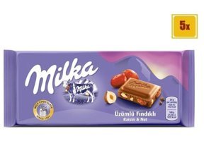Milka Üzümlü Çikolata 5x80 gr