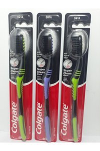 Colgate Süper Clean Black Orta Manuel Yetişkin Diş Fırçası Siyah 3 Adet