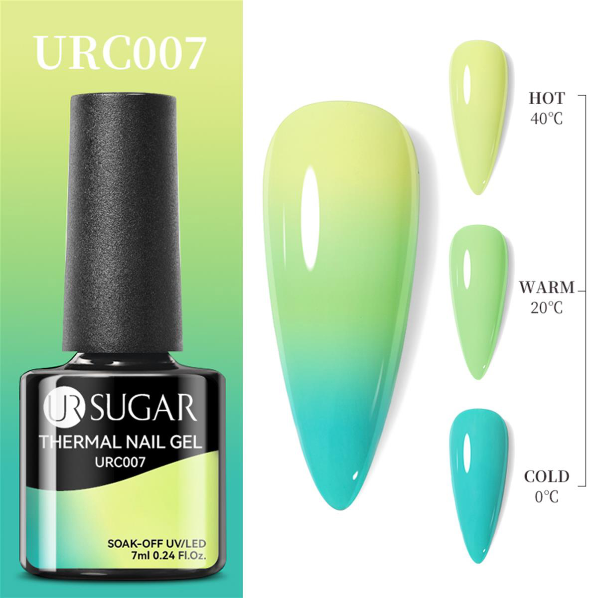 UrSugar Urc007 Sarı-Yeşil-Turkuaz Kalıcı Parlak Oje