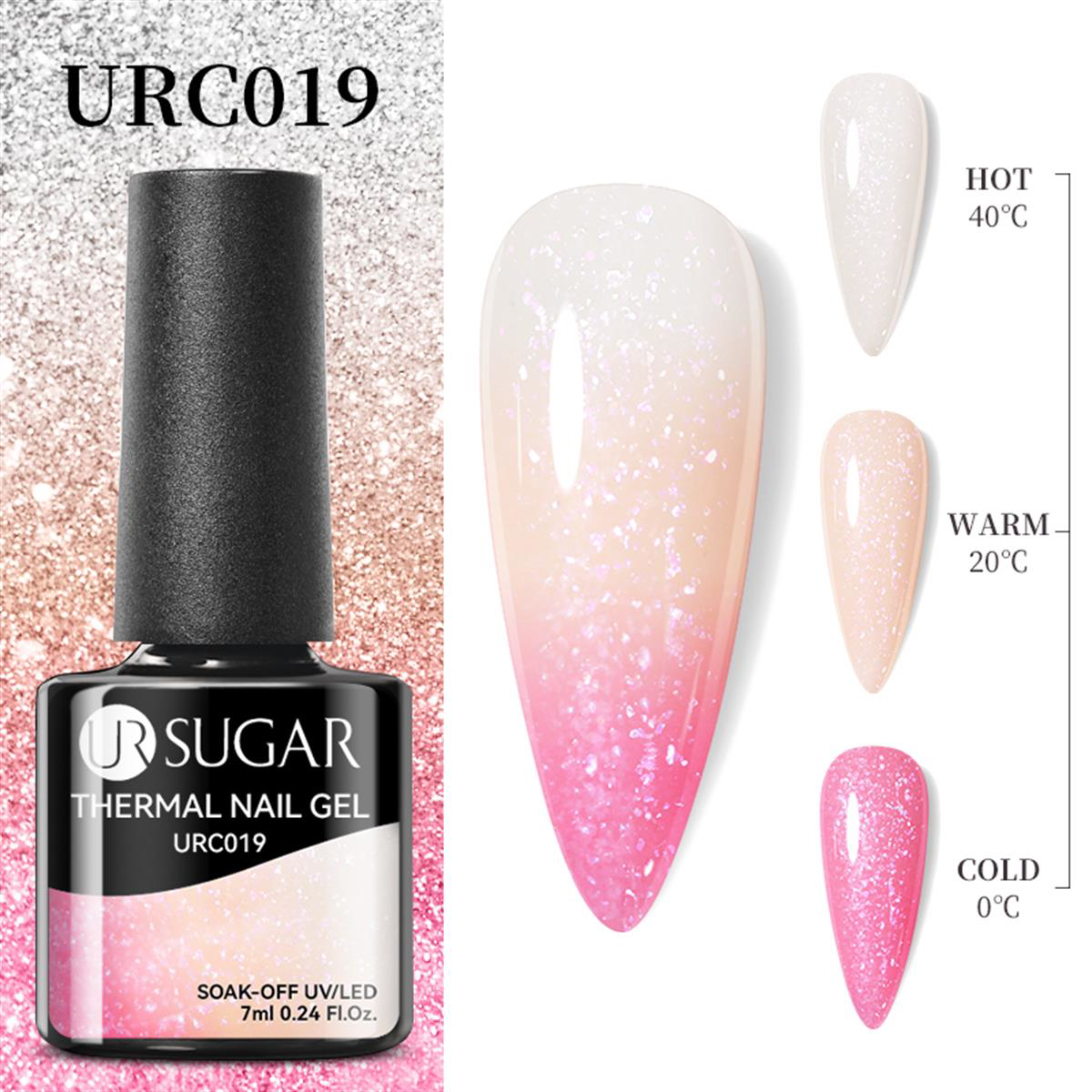 UrSugar Urc019 Beyaz-Bej-Pembe Kalıcı Sedefli Oje
