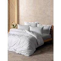 Cotton Box Plaid Ranforce Pamuk 160x220 cm Çarşaflı Geometrik Tek Kişilik Nevresim Takımı Beyaz