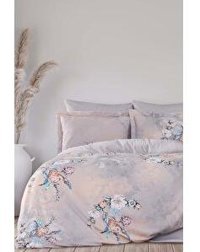 Varol Laura Home Pamuk 160x220 cm Çarşaflı Çiçekli Tek Kişilik Nevresim Takımı Bej
