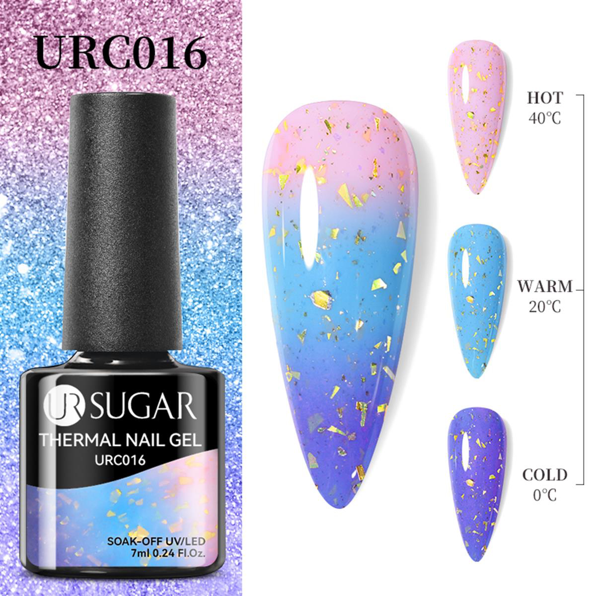 UrSugar Urc016 Mavi-Lila-Pembe Kalıcı Sedefli Oje
