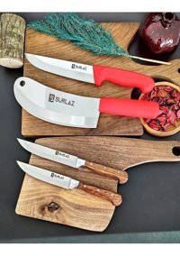 Sürlaz Ahşap Saplı 15 - 17 - 13.5 - 12 cm 4 Parça Düz Satır
