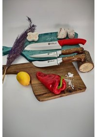 Sürlaz Ahşap Saplı 18 - 12 - 12 cm 3 Parça Düz Satır