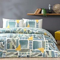 Taç Holden Ranforce Pamuk 160x220 cm Çarşaflı Lastikli Geometrik Tek Kişilik Nevresim Takımı Mavi