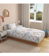 Evidea Soft Bekres Pamuk 160x220 cm Çarşaflı Çiçekli Tek Kişilik Nevresim Takımı Çok Renkli