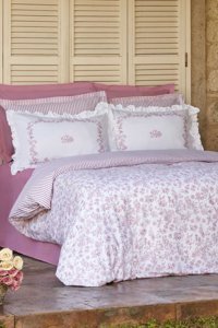 Karaca Home Versay Percale Pamuk 200x220 cm Çarşaflı Çiçekli Tek Kişilik Nevresim Takımı Pembe