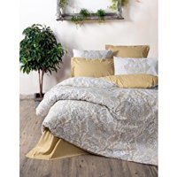 Cotton Box Bohem Pamuk 160x220 cm Çarşaflı Geometrik Tek Kişilik Nevresim Takımı Hardal
