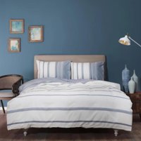 Karaca Home Vetro Pamuk 160x220 cm Çarşaflı Çizgili Tek Kişilik Nevresim Takımı Mavi
