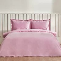 Karaca Home Cool Touch Basic Pamuk 160x220 cm Çarşaflı Düz Renk Tek Kişilik Nevresim Takımı Pembe