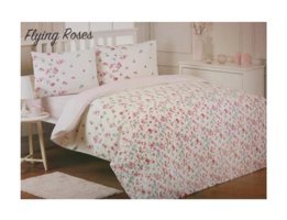 Özdilek Modaletto Flying Roses Pamuk 160x220 cm Çarşaflı Çiçekli Tek Kişilik Nevresim Takımı Pembe