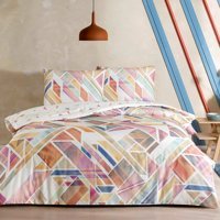 Taç Fresh Ranforce Genç Modası Pamuk 160x220 cm Çarşaflı Lastikli Geometrik Tek Kişilik Nevresim Takımı Çok Renkli