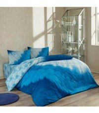 Taç Horizon Pamuk 160x220 cm Çarşaflı Batik Tek Kişilik Nevresim Takımı Mavi