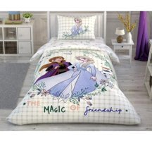 Taç Frozen Pamuk 160x220 cm Çarşaflı Lastikli Disney Frozen Tek Kişilik Nevresim Takımı Ekru