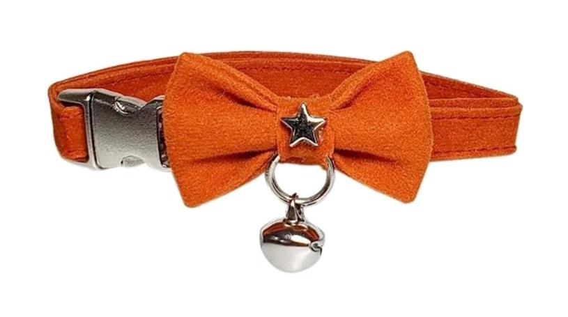 Jooys Kadife Turuncu Ayarlanabilir Gezdirme Boyun Kedi Tasması