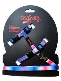Tailpetz Cat Harnes Bavel Çok Renkli Ayarlanabilir Gezdirme Göğüs Kedi Tasması