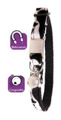 Karlie Manyetik Siyah-Beyaz Ayarlanabilir Gezdirme Boyun Kedi Tasması