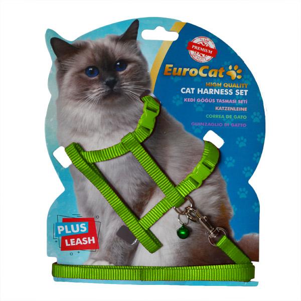 Eurocat Yeşil Ayarlanabilir Gezdirme Göğüs Kedi Tasması
