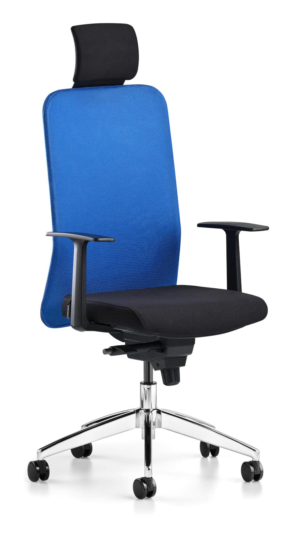 Bürotime Comfy Başlıklı Kolçaklı Dönerli Siyah-Mavi Çalışma Sandalyesi