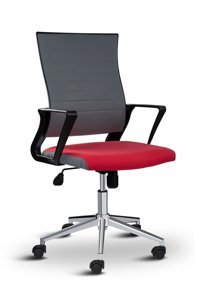 Asbir Mobilya Rigel 55100 Kolçaklı Dönerli Kırmızı-Siyah Çalışma Sandalyesi